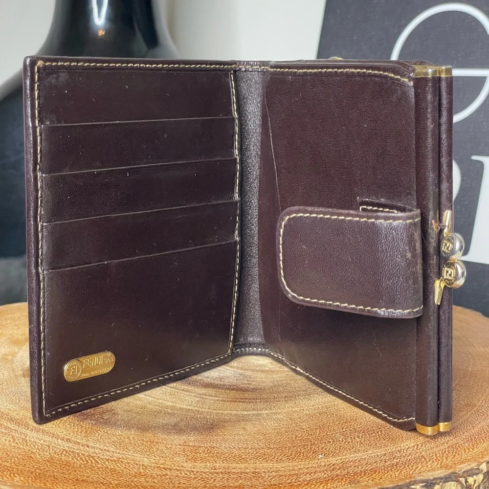 Fendi Zucca Monogram Vintage Wallet w/ Kiss-Lock Coin Purse - Picture 8 of 9